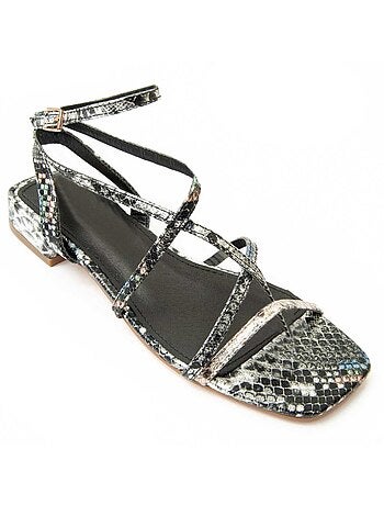 SANDALE À TALONS SYNTHÉTIQUE ARGENT