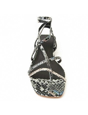 SANDALE À TALONS SYNTHÉTIQUE ARGENT