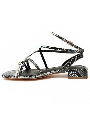 SANDALE À TALONS SYNTHÉTIQUE ARGENT