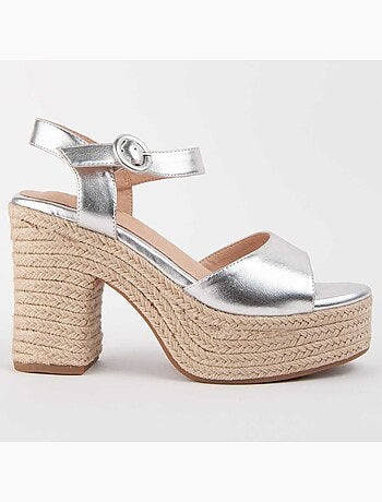 SANDALE À TALONS SYNTHÉTIQUE ARGENT
