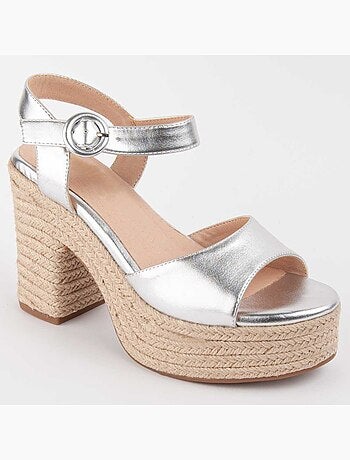 SANDALE À TALONS SYNTHÉTIQUE ARGENT