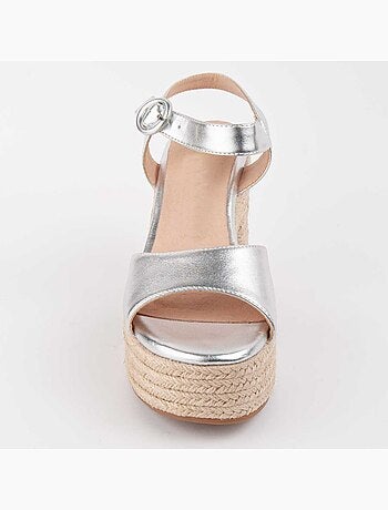 SANDALE À TALONS SYNTHÉTIQUE ARGENT