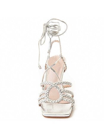 SANDALE À TALONS SYNTHÉTIQUE ARGENT