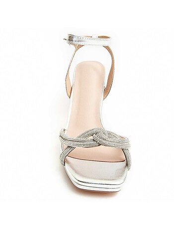 SANDALE À TALONS SYNTHÉTIQUE ARGENT