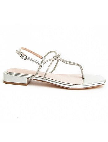 SANDALE À TALONS SYNTHÉTIQUE ARGENT