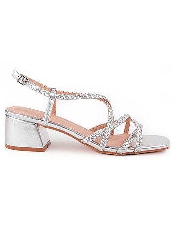SANDALE À TALONS SYNTHÉTIQUE ARGENT