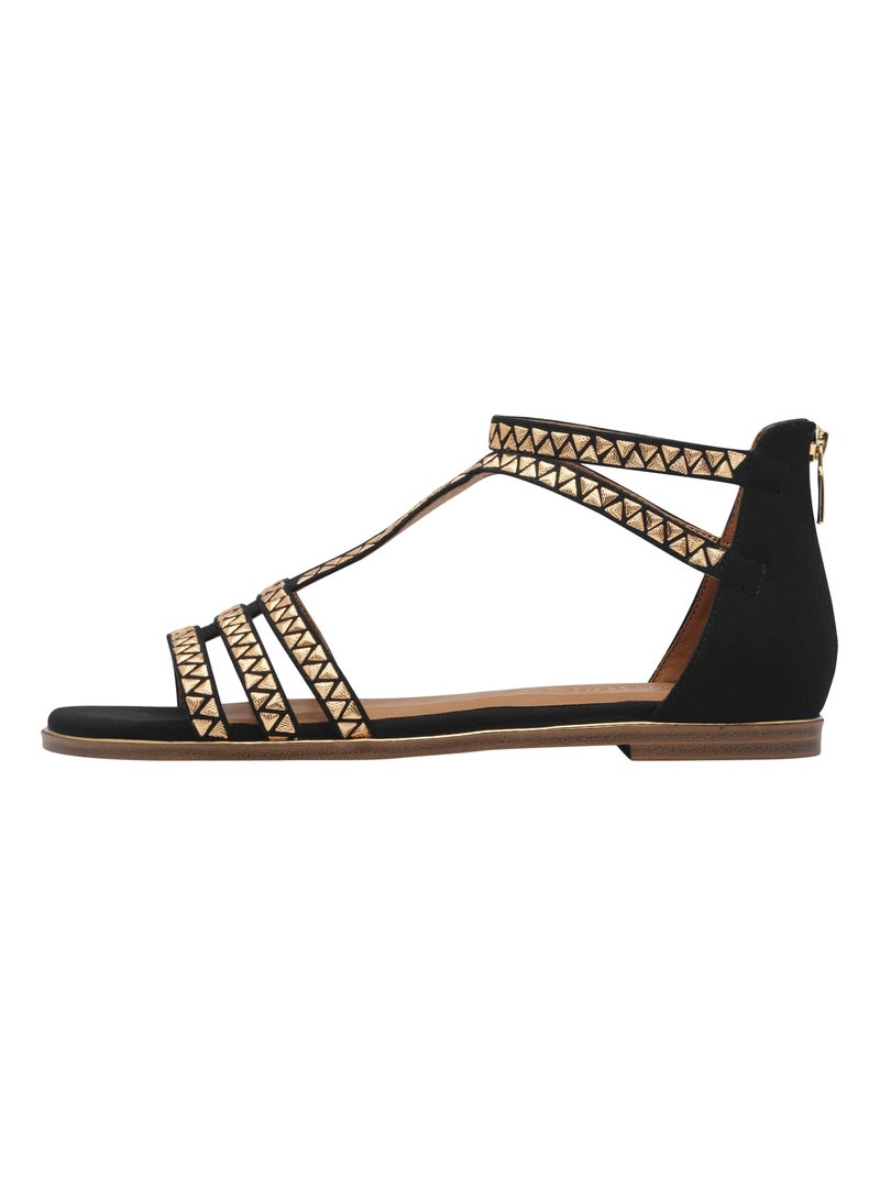 Sandale à Zip Tamaris Noir Doré - Kiabi