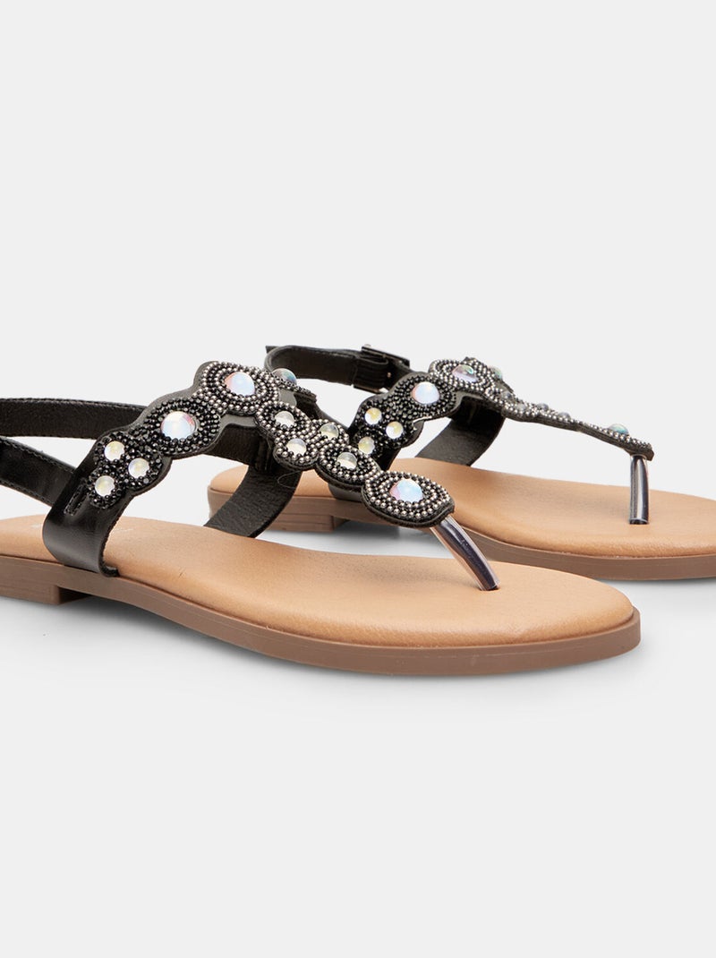 Sandale avec applications bijoux BATA Noir - Kiabi