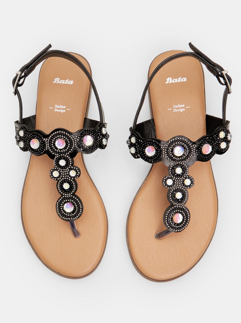 Sandale avec applications bijoux BATA Noir - Kiabi