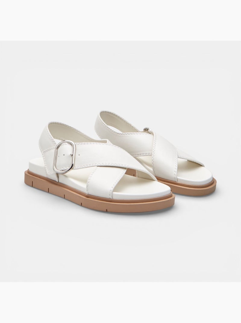 Sandale avec bride croisée Bata Beige - Kiabi