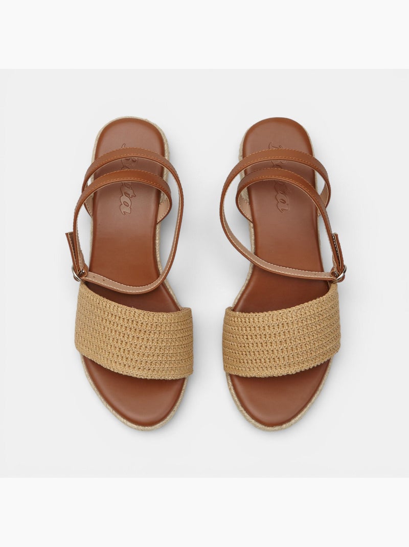 Sandale avec semelle compensée et bride à la cheville Bata Beige - Kiabi