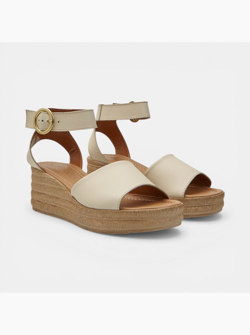 Sandale avec semelle compensée et bride à la cheville Bata Blanc - Kiabi