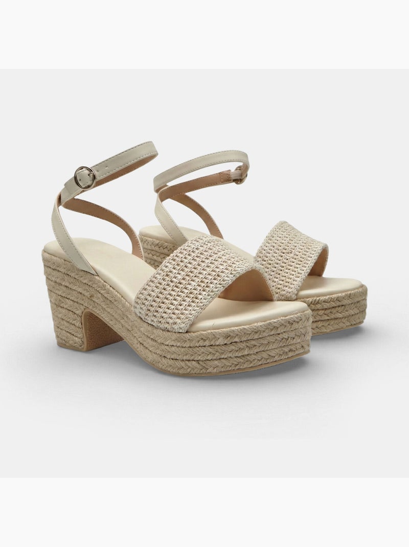 Sandale avec semelle compensée et bride à la cheville Bata Blanc - Kiabi