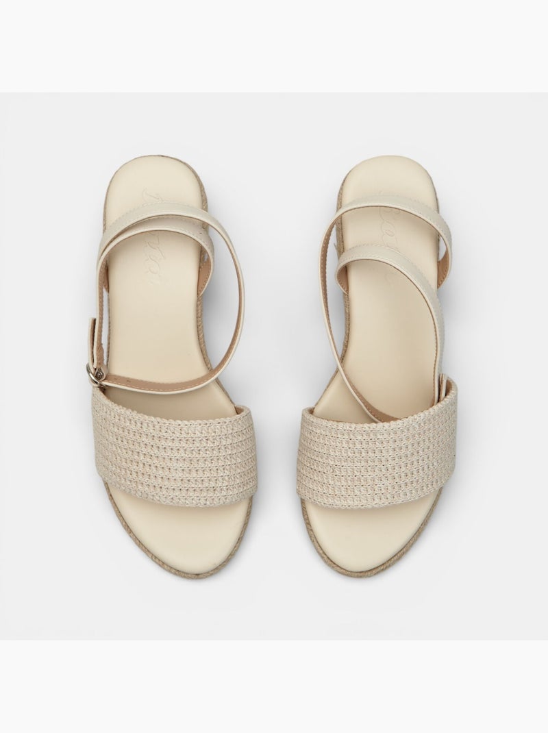 Sandale avec semelle compensée et bride à la cheville Bata Blanc - Kiabi