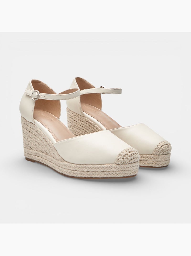 Sandale avec semelle compensée et bride à la cheville Bata Blanc - Kiabi