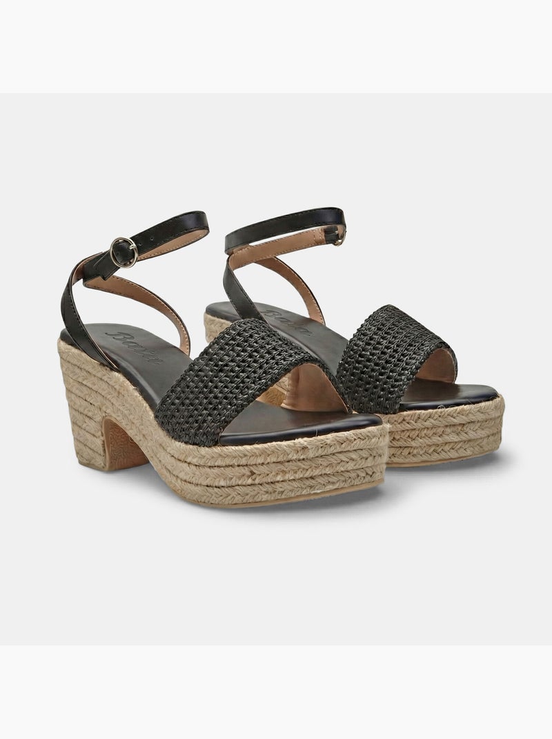 Sandale avec semelle compensée et bride à la cheville Bata Noir - Kiabi