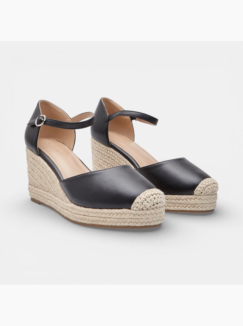 Sandale avec semelle compensée et bride à la cheville Bata Noir - Kiabi