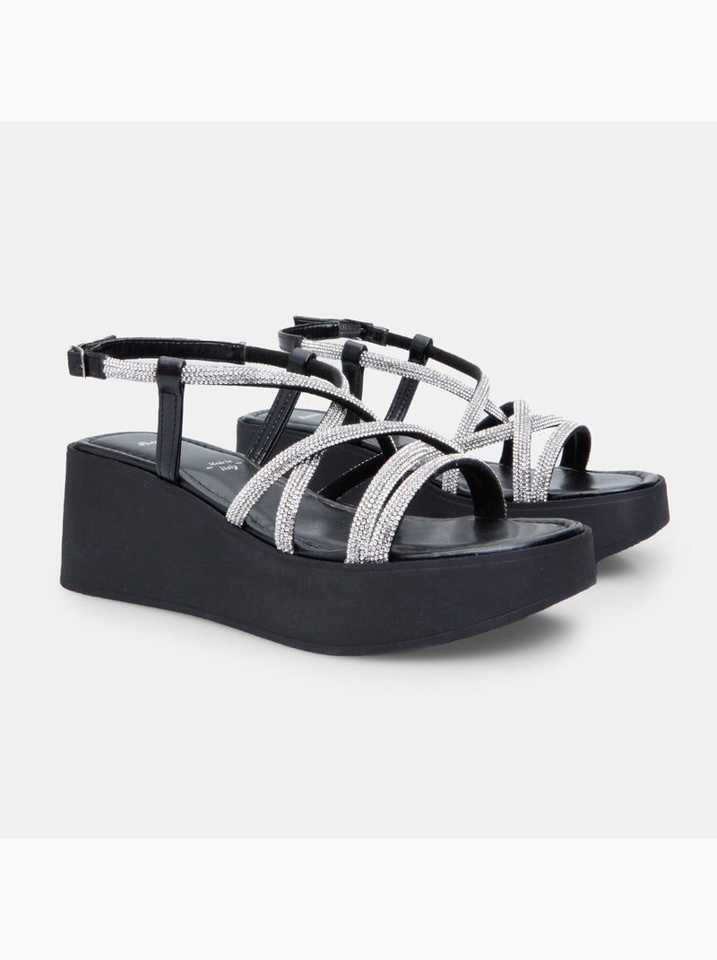 Sandale avec talon compensé de 6 cm BATA Noir - Kiabi
