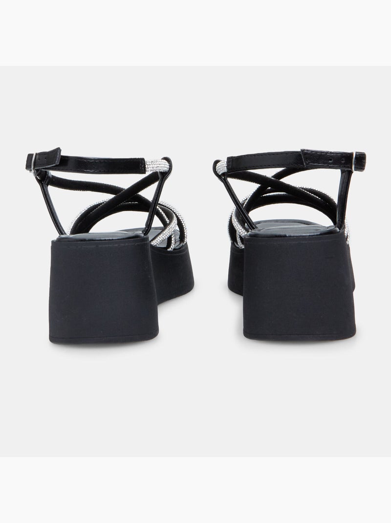 Sandale avec talon compensé de 6 cm BATA Noir - Kiabi