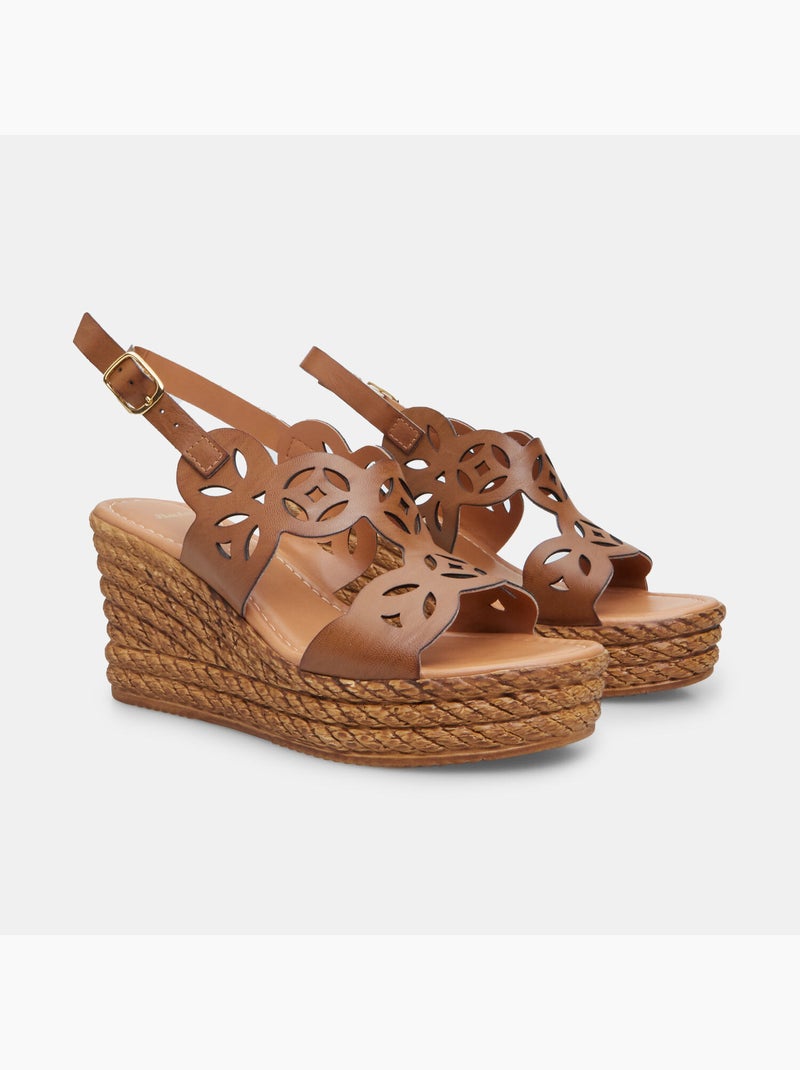 Sandale avec talon compensé de 8 cm BATA Marron - Kiabi