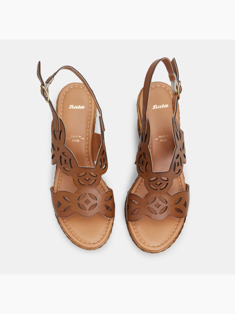 Sandale avec talon compensé de 8 cm BATA Marron - Kiabi