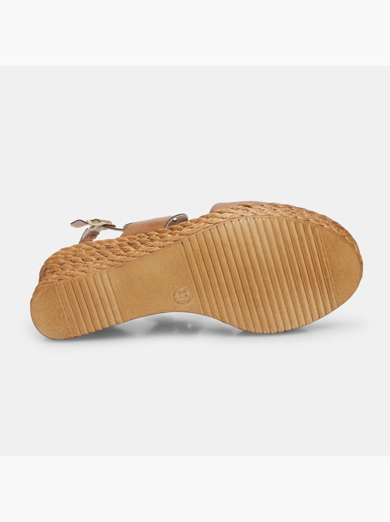 Sandale avec talon compensé de 8 cm BATA Marron - Kiabi