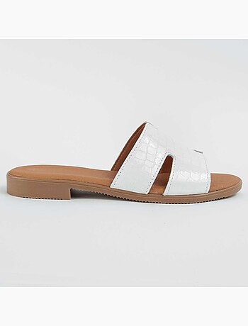 SANDALE BASSE CUIR NATUREL BLANC