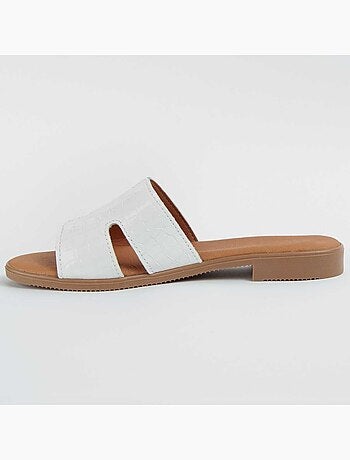SANDALE BASSE CUIR NATUREL BLANC