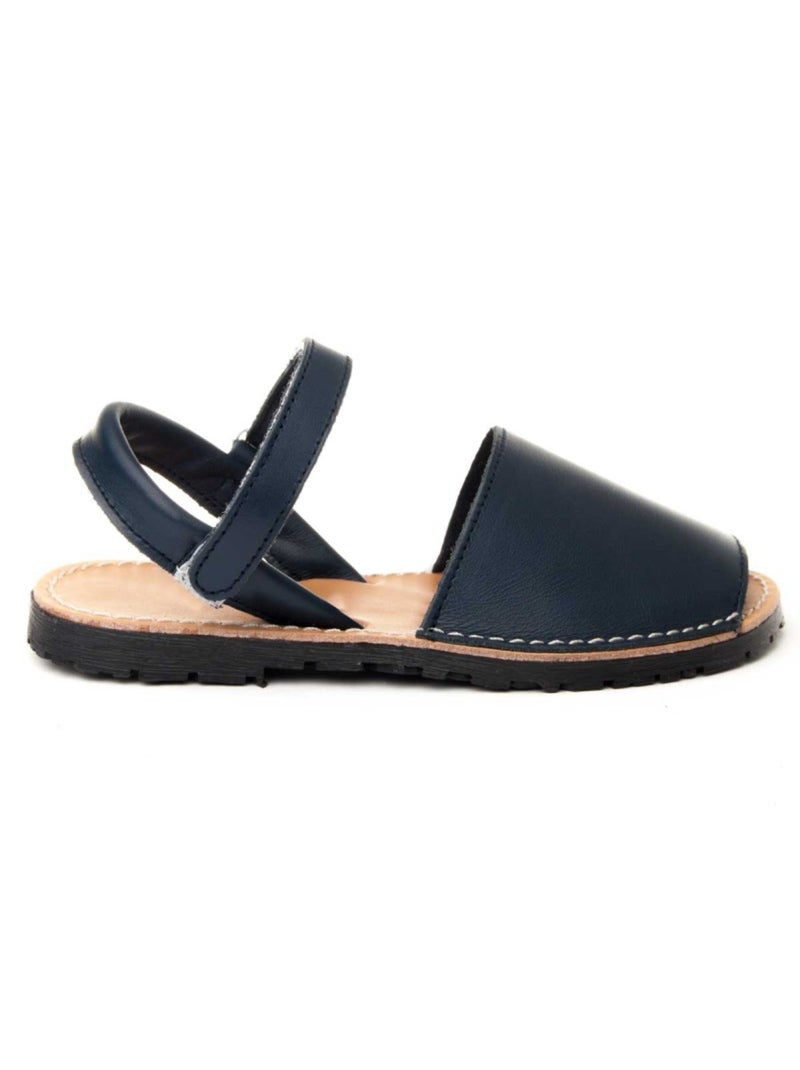 Sandale Basse Cuir Naturel Purapiel Bleu - Kiabi