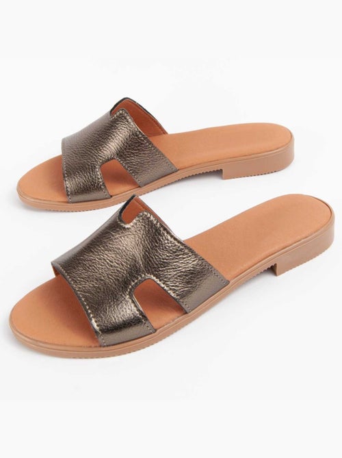 Sandale Basse Cuir Naturel Purapiel - Kiabi