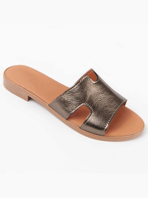 Sandale Basse Cuir Naturel Purapiel - Kiabi
