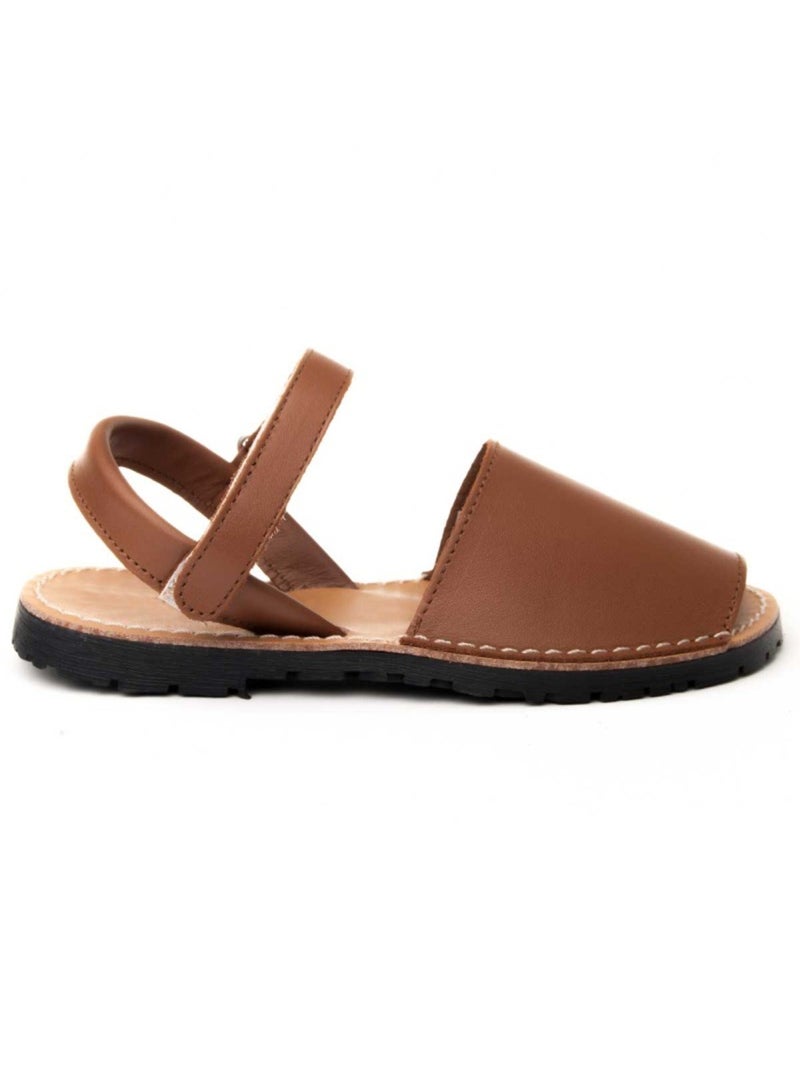 Sandale Basse Cuir Naturel Purapiel Marron - Kiabi