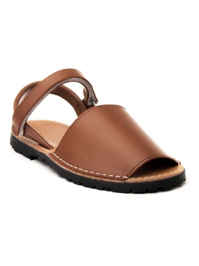 Sandale Basse Cuir Naturel Purapiel Marron - Kiabi
