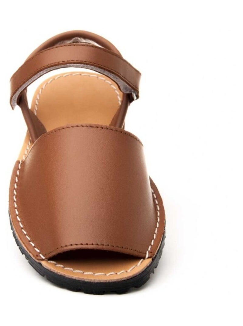 Sandale Basse Cuir Naturel Purapiel Marron - Kiabi