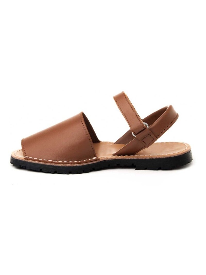 Sandale Basse Cuir Naturel Purapiel Marron - Kiabi