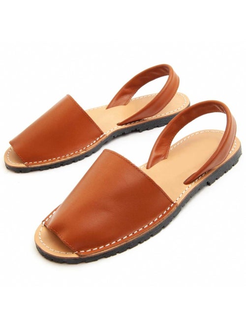 Sandale Basse Cuir Naturel Purapiel - Kiabi