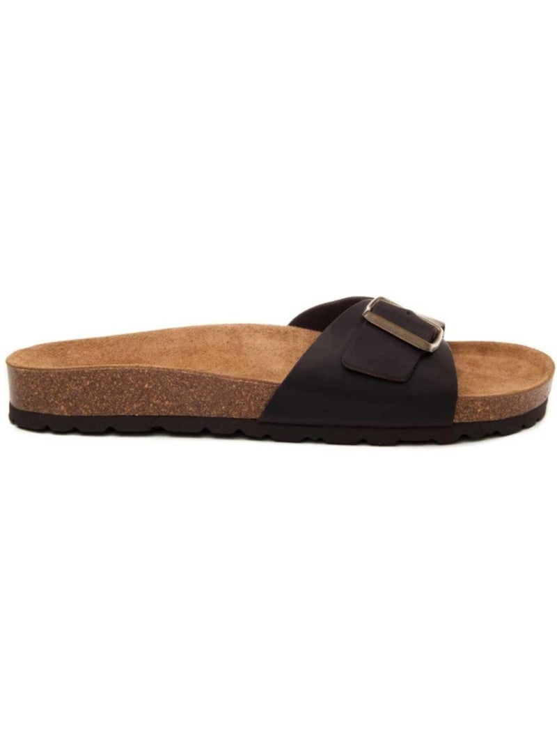 Sandale Basse Cuir Naturel Purapiel Marron - Kiabi