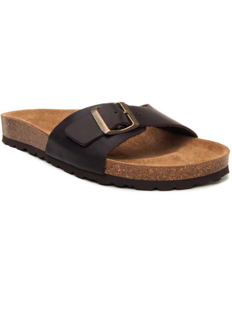 Sandale Basse Cuir Naturel Purapiel Marron - Kiabi