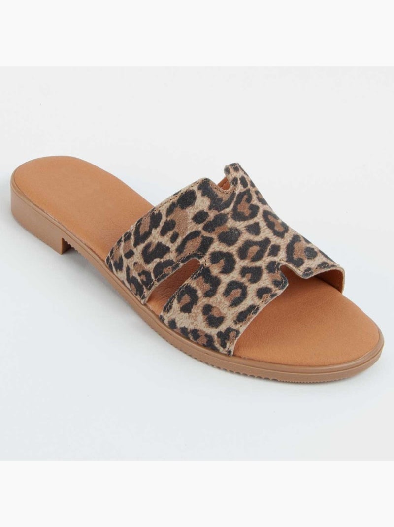 Sandale Basse Cuir Naturel Purapiel Multicolore - Kiabi