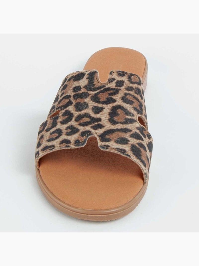 Sandale Basse Cuir Naturel Purapiel Multicolore - Kiabi