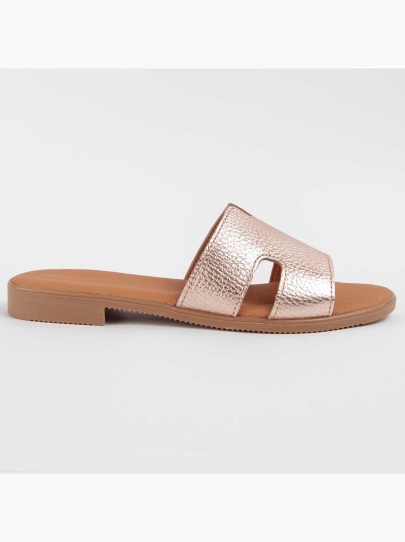 Sandale Basse Cuir Naturel Purapiel Rose - Kiabi