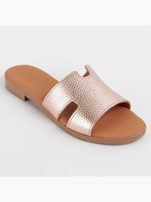 Sandale Basse Cuir Naturel Purapiel - Kiabi