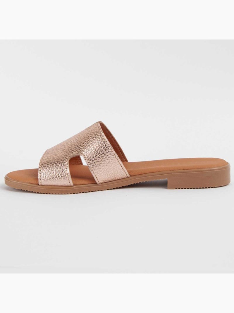 Sandale Basse Cuir Naturel Purapiel Rose - Kiabi