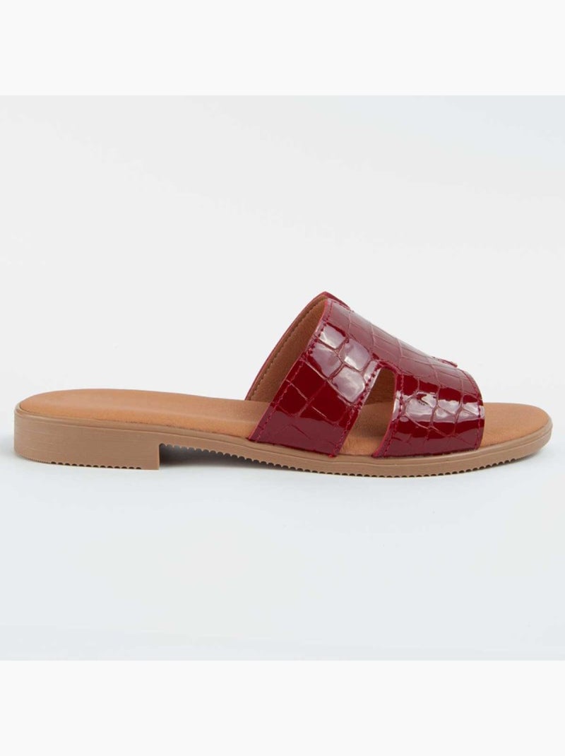 Sandale Basse Cuir Naturel Purapiel Rouge - Kiabi