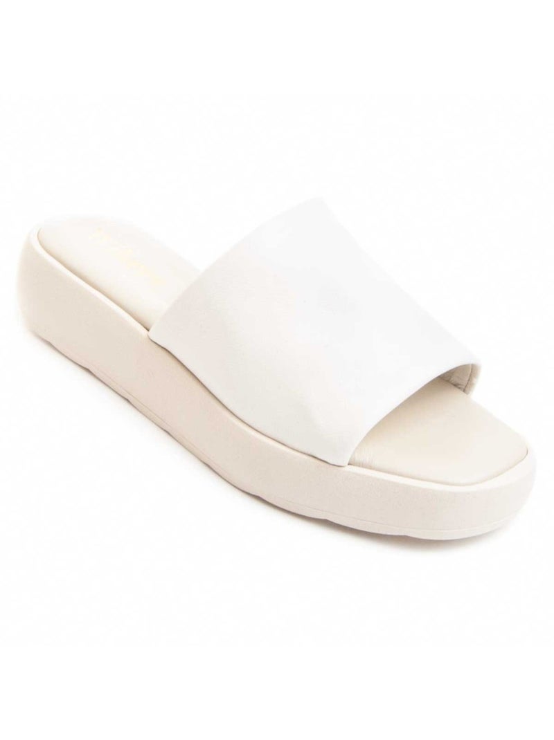 Sandale basse cuir naturel wikers Blanc - Kiabi