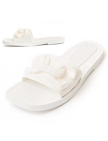 SANDALE BASSE SYNTHÉTIQUE BLANC