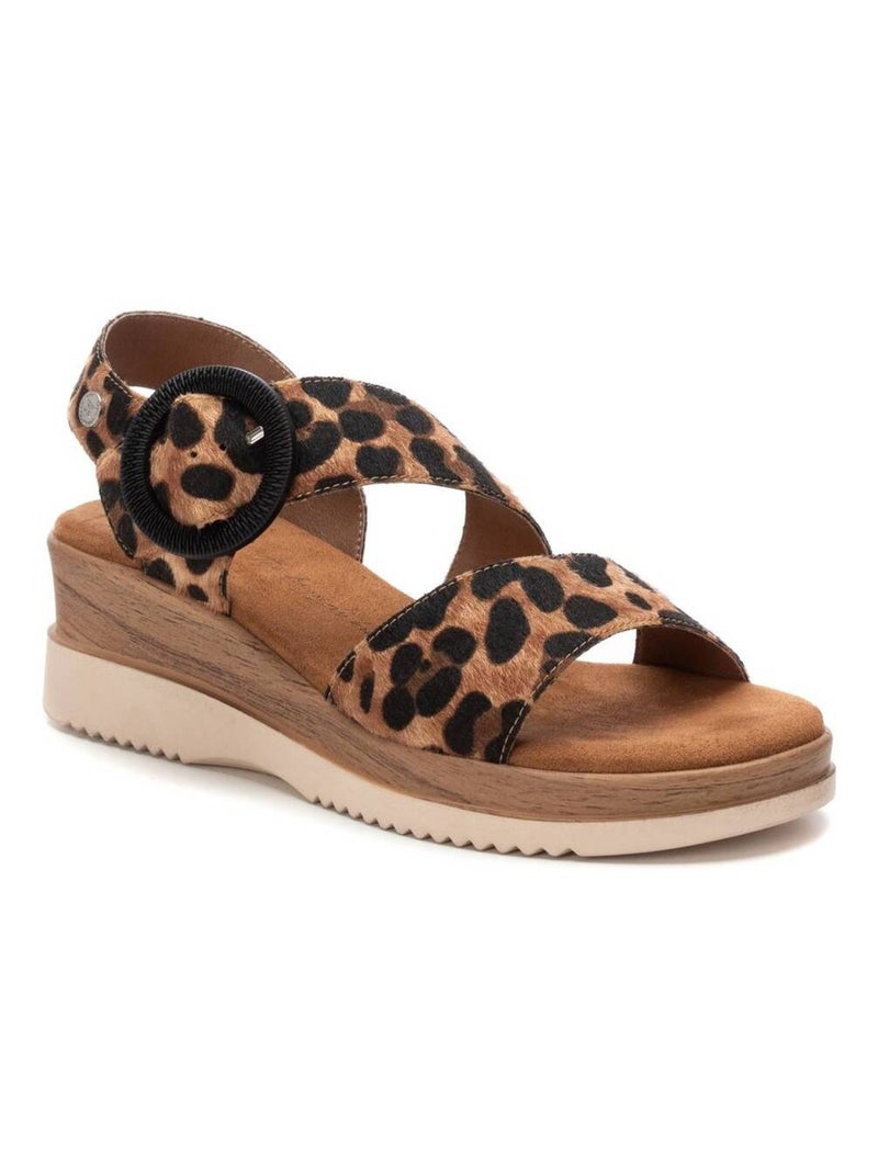 Sandale coin boucle Camel - Kiabi