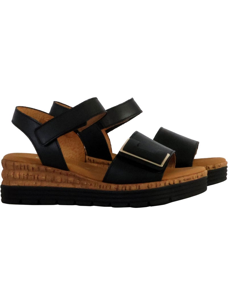 Sandale Compensé Cuir Gabor Lamina Noir - Kiabi