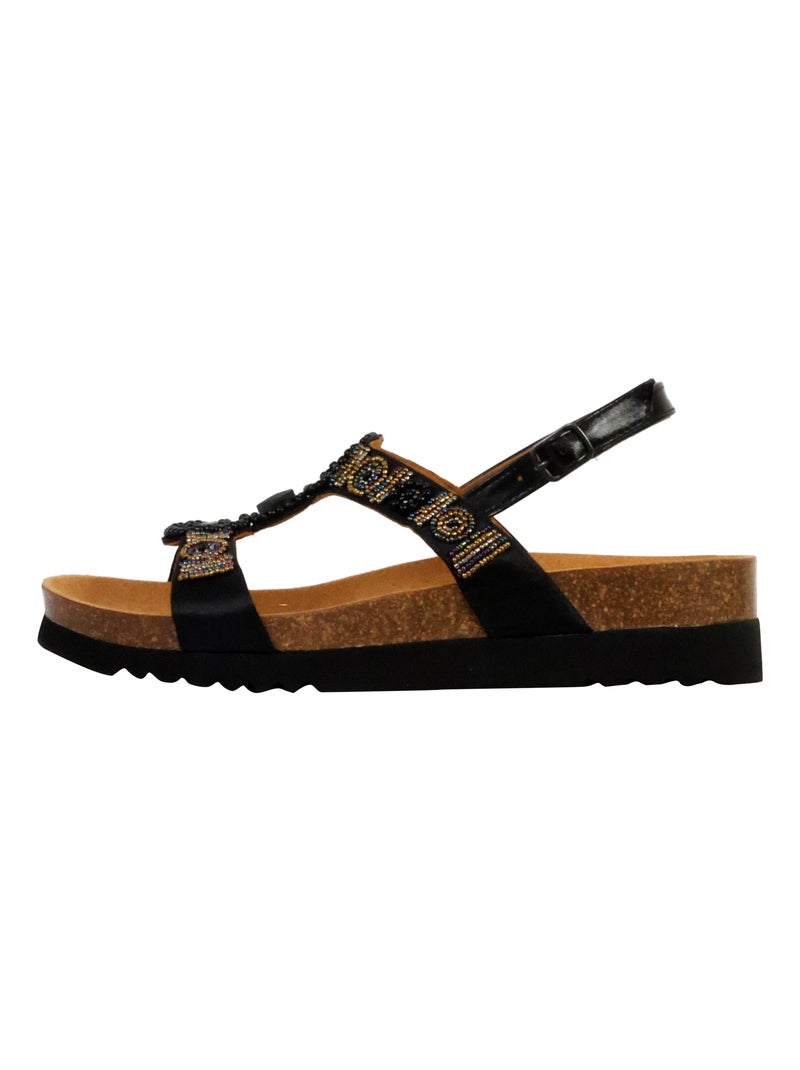 Sandale Compensée à Bride Scholl New Bogota Wedge Noir Doré - Kiabi