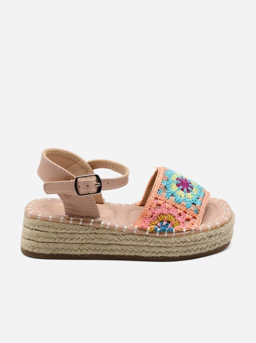 Sandale compensée à broderies - Doremi - Kiabi